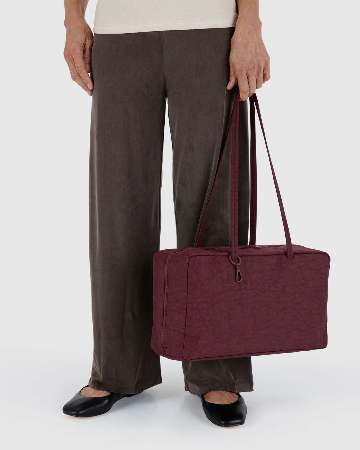 BAGGU Medium Nylon Bowler Bag - Mahogany - AT NOON STORE