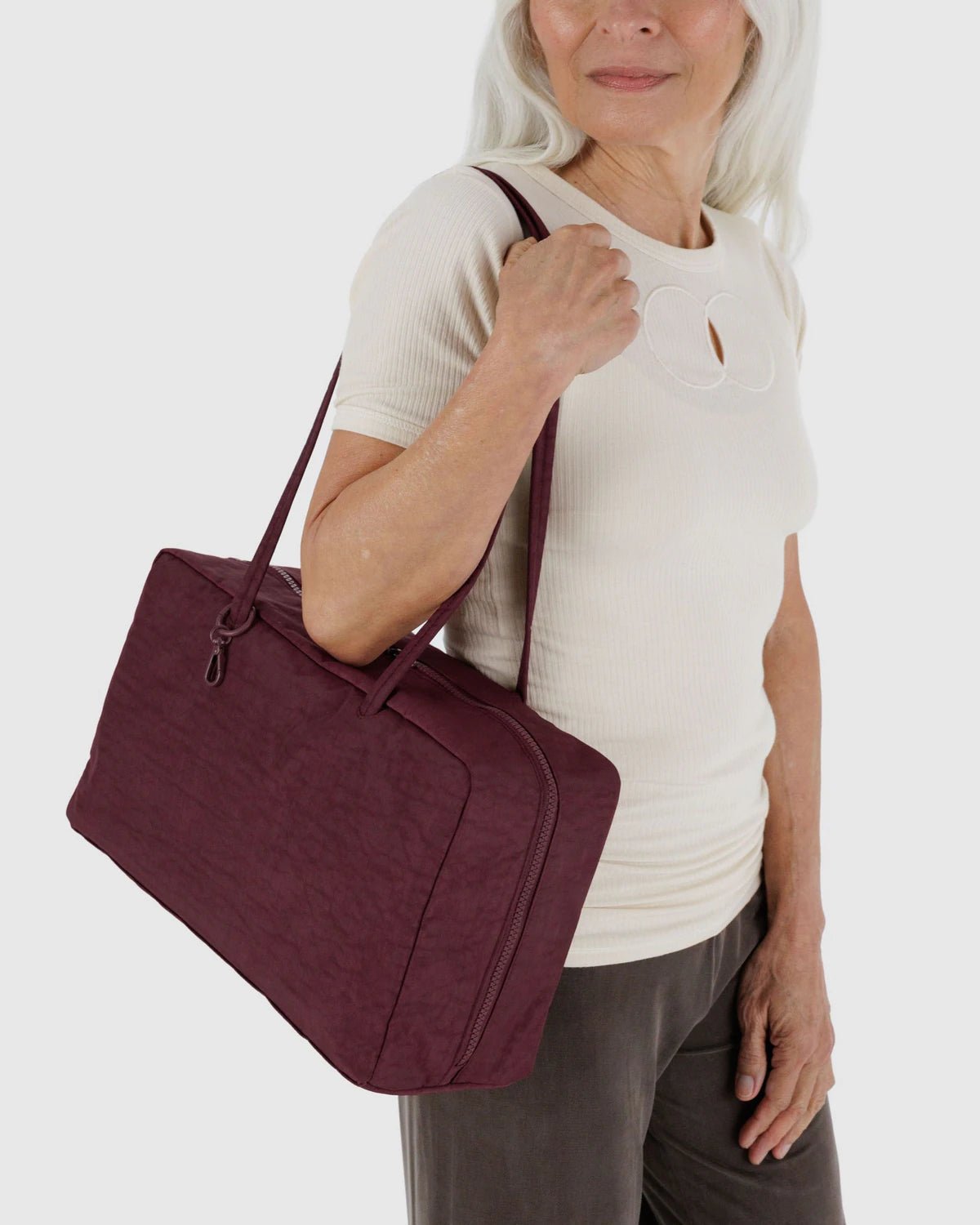 BAGGU Medium Nylon Bowler Bag - Mahogany - AT NOON STORE
