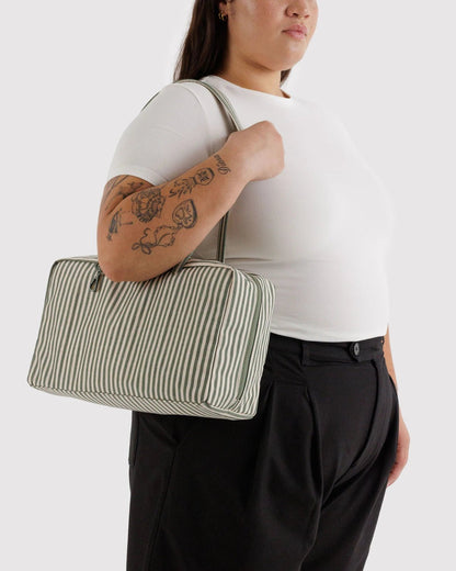 BAGGU Medium Nylon Bowler Bag - Sage Stripe kids outfit