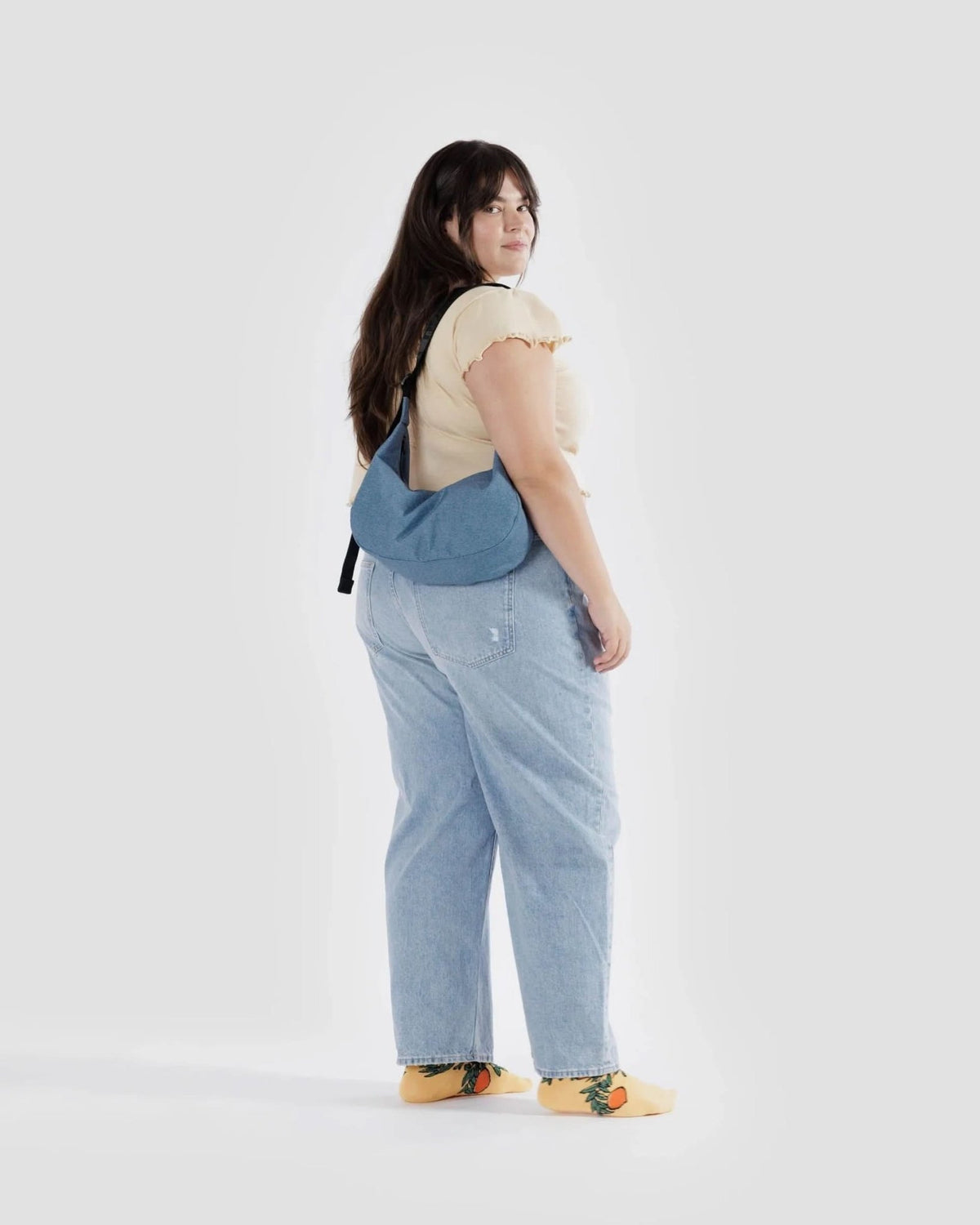Baggu Medium Nylon Crescent Bag - Digital Denim kids outfit