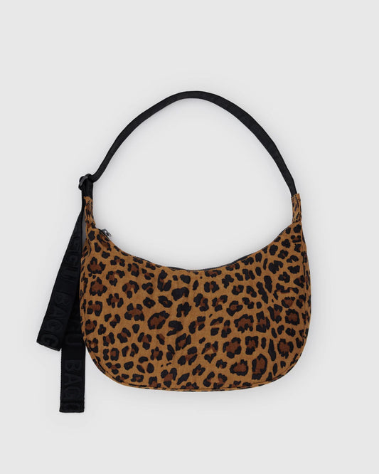 BAGGU Medium Nylon Crescent Bag  - Leopard
