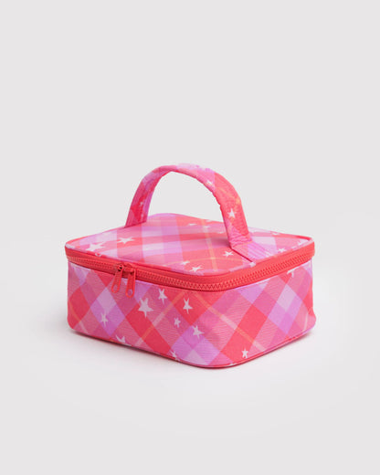 BAGGU Small Cosmetic Case - Pink Star Plaid - AT NOON STORE