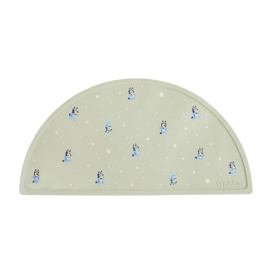 Bluey x Mushie Silicone Placemat - Bluey Sage kids outfit