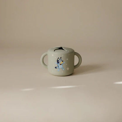 Bluey x Mushie Snack Cup - Bluey Sage kids outfit