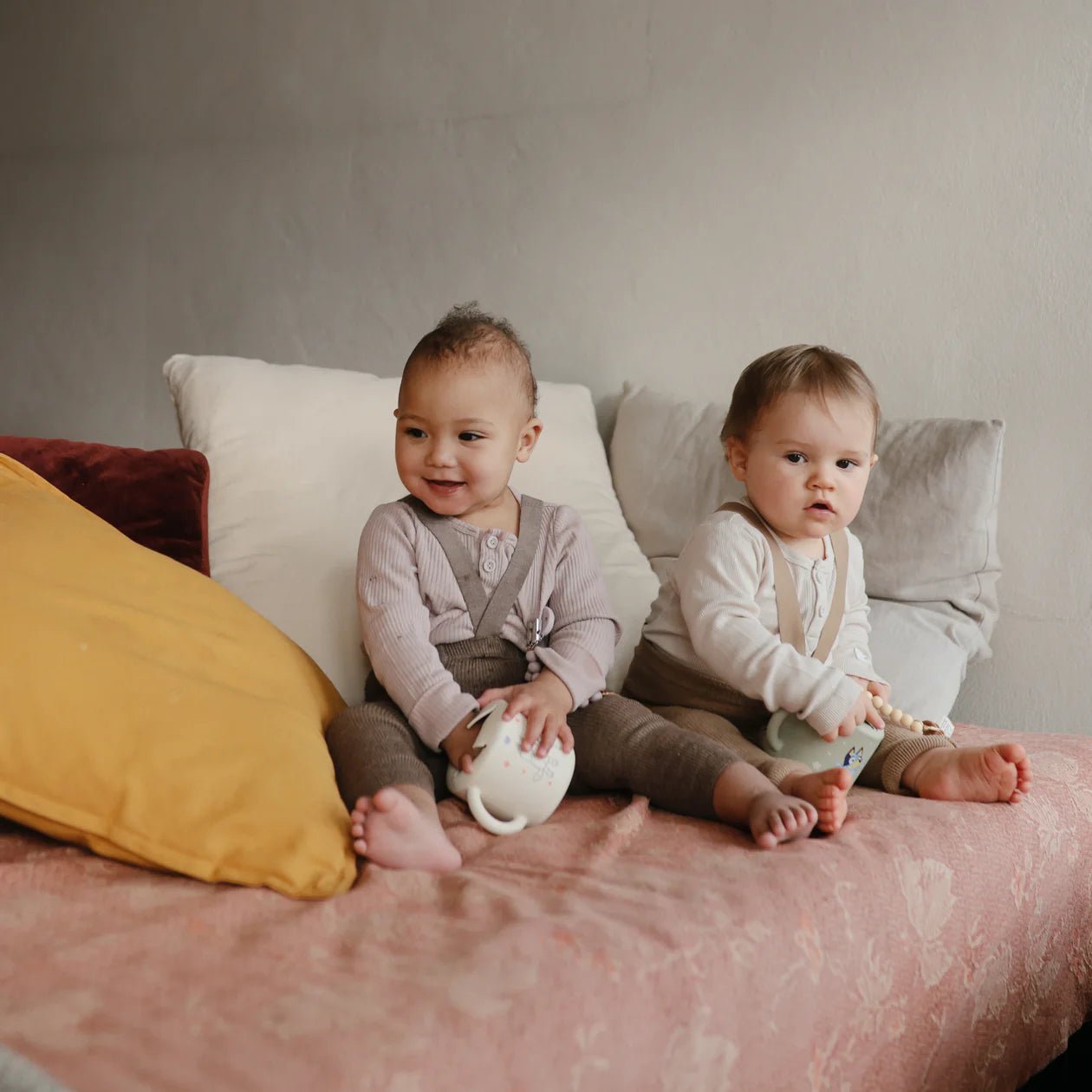 Bluey x Mushie Snack Cup - Bluey Sage kids outfit