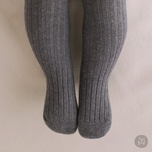 Baby Ribbed Tights (0-24m) - Charcoal - AT NOON STORE