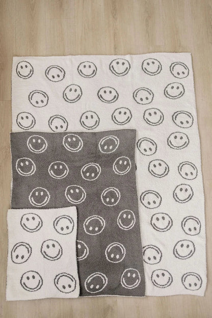 Charcoal Smiley Taupe Plush Blanket kids outfit