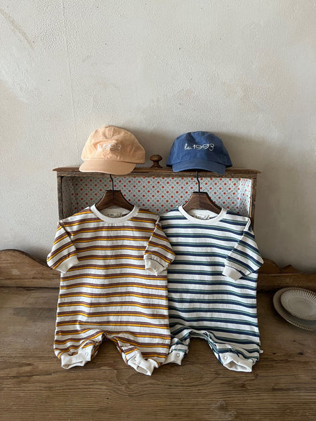 Baby Stripe Long Sleeve Jumpsuit (0-24m) - 2 Colors