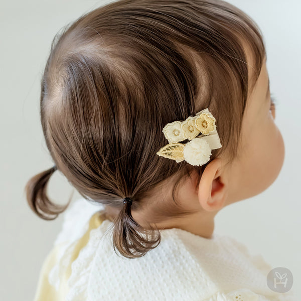 Baby Roro Lace Bow Flower Hair Clip Set (3pk)