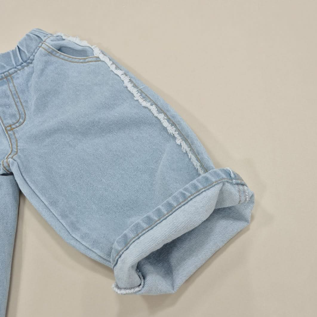 Kids Soy S25 Frayed Edge Denim Pull-On Pants (1-8y) - 2 Colors - AT NOON STORE