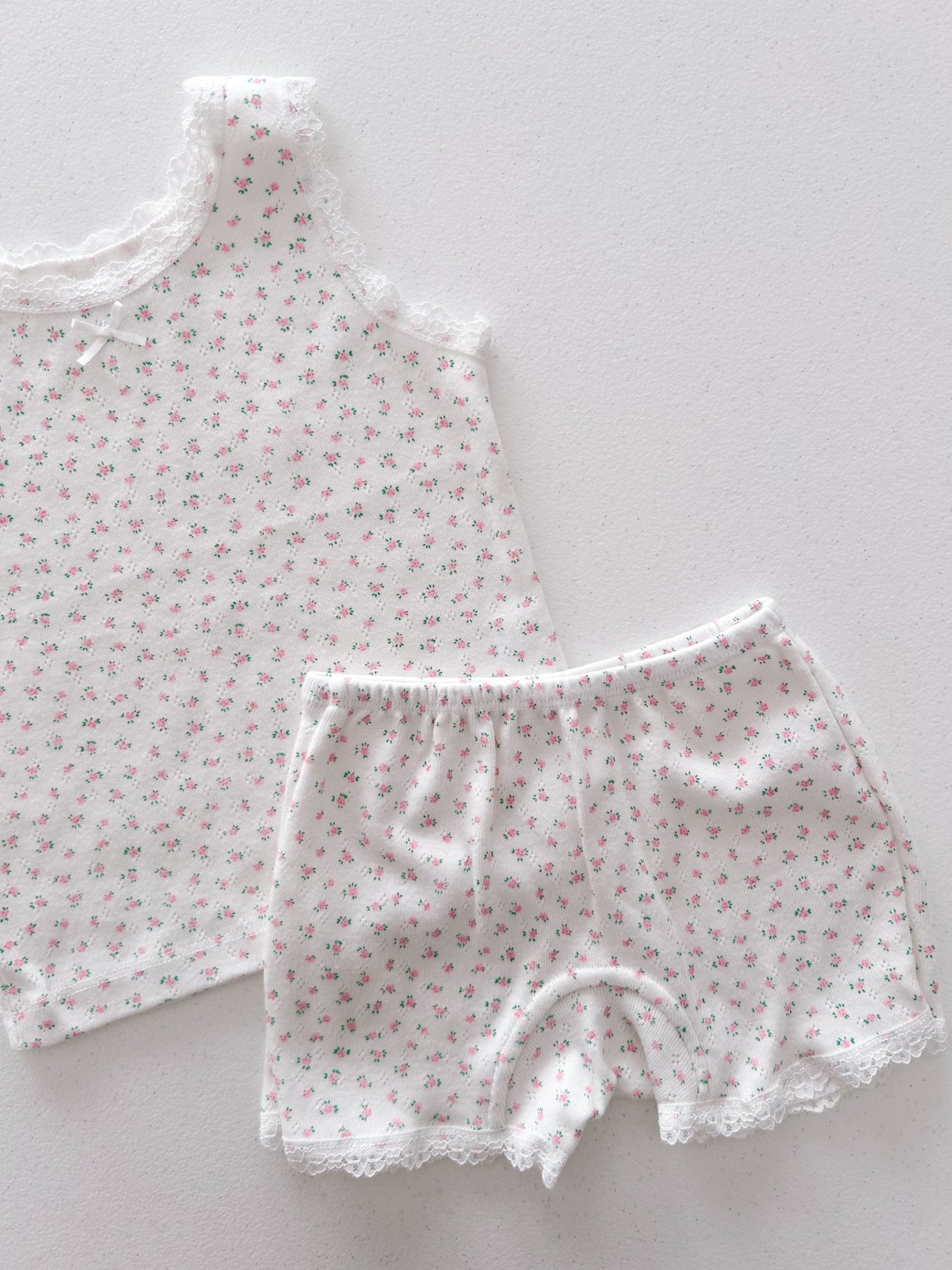 Girl SS25 Lace Trim Floral Sleeveless Top and Shorts Set (2 - 7y) - Pink Floral kids outfit