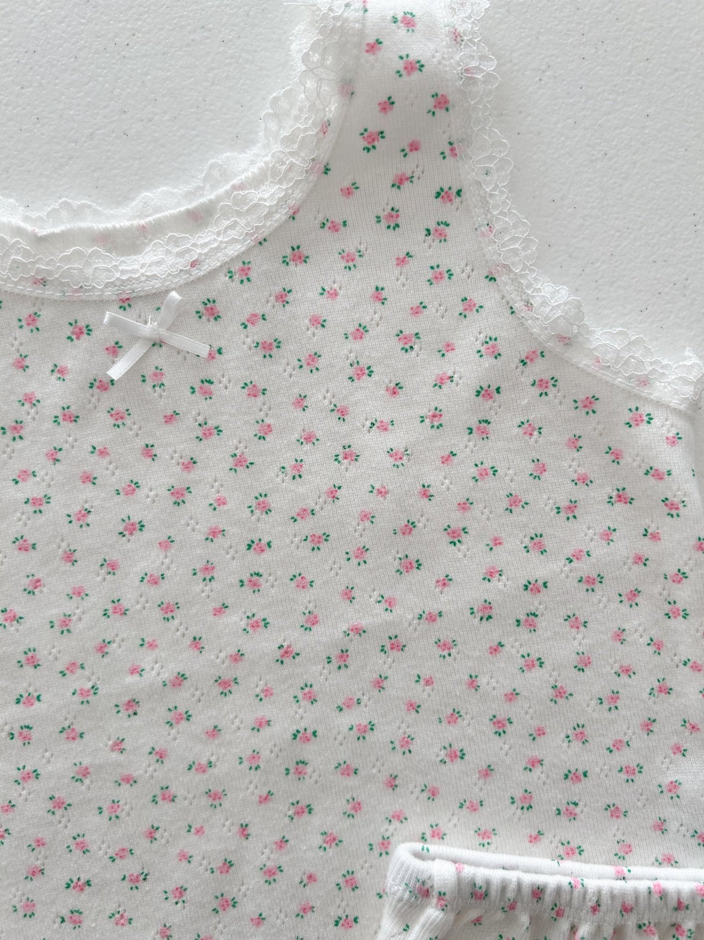 Girl SS25 Lace Trim Floral Sleeveless Top and Shorts Set (2 - 7y) - Pink Floral kids outfit