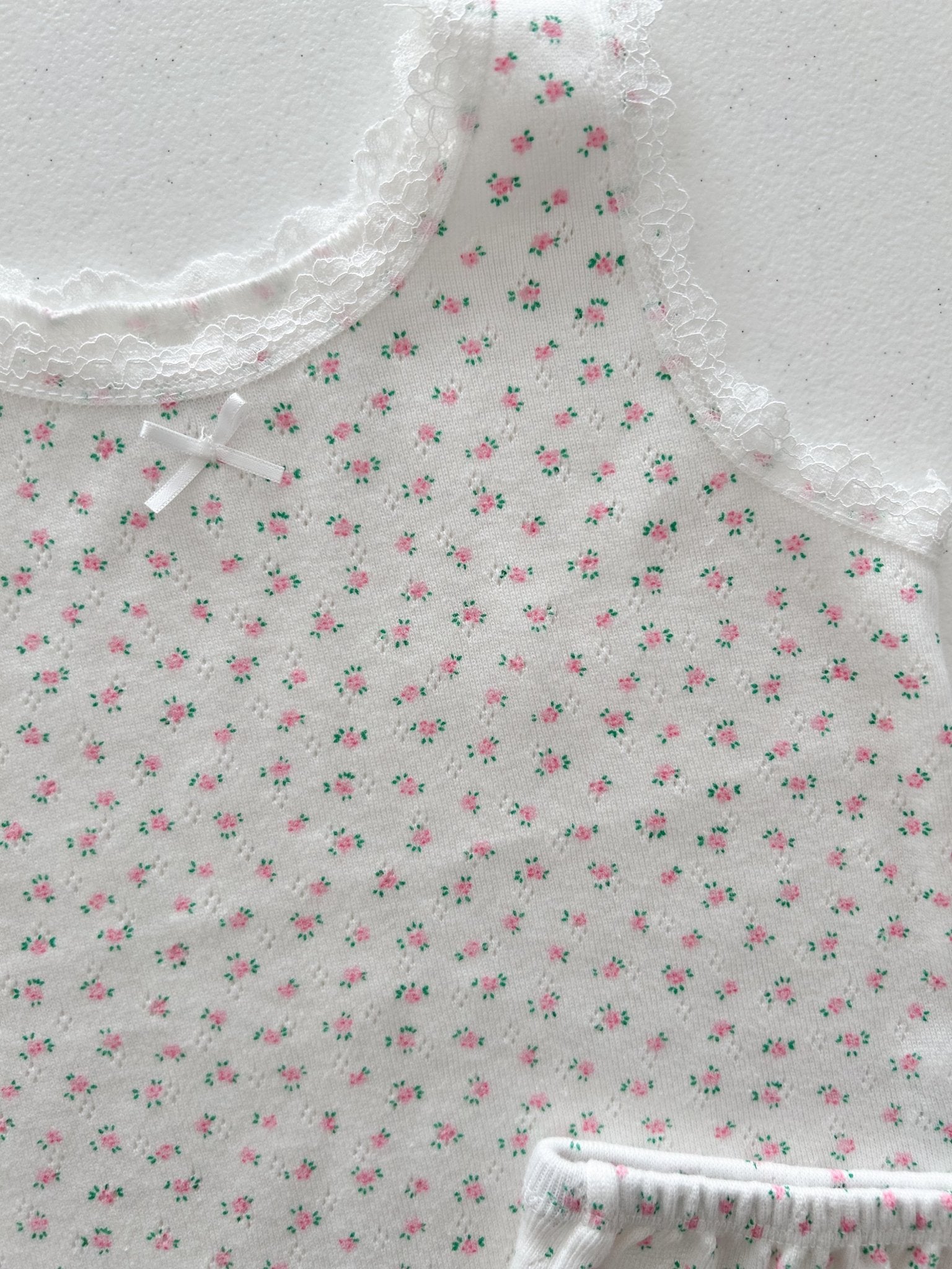 Girl SS25 Lace Trim Floral Sleeveless Top and Shorts Set (2 - 7y) - Pink Floral kids outfit