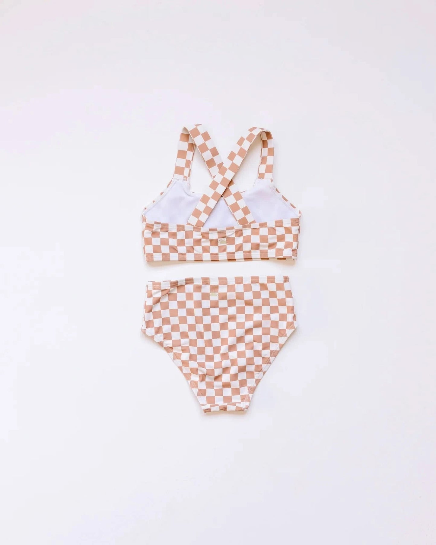 Girl's Basic Bikini | Tan Checkered (0 - 18m) kids outfit