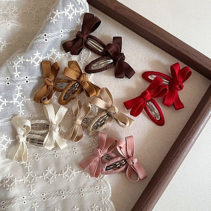 Girls Bow Snap Hair Clips (2pk) - 6 Colors kids outfit