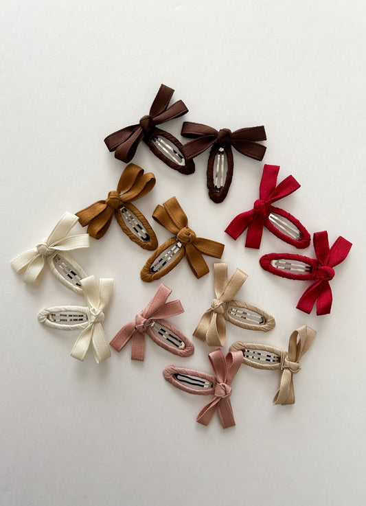 Girls Bow Snap Hair Clips (2pk) - 6 Colors kids outfit