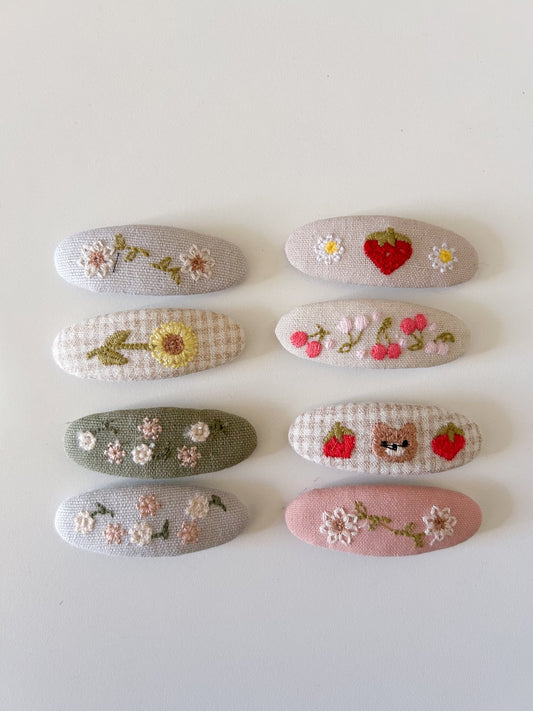 Girls Embroidery Hair Clips (2pk) - 4 Colors - AT NOON STORE