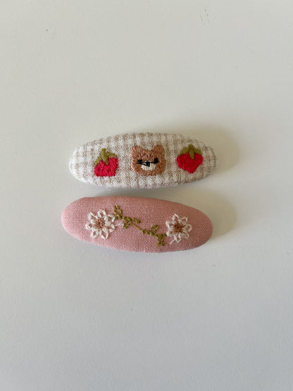 Girls Embroidery Hair Clips (2pk) - 4 Colors - AT NOON STORE