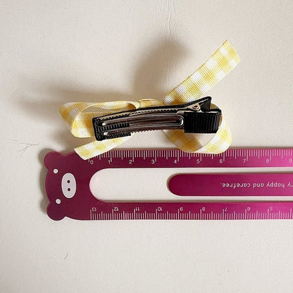 Girls Gingham Bow Snap Hair Clips (2pk) - 6 Colors kids outfit