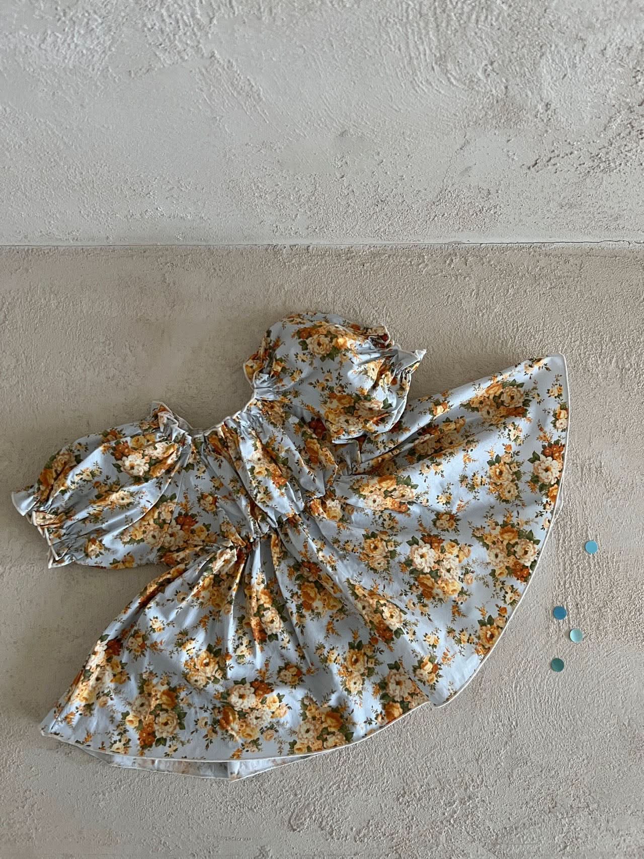 Girls Lala Floral Short Puff Sleeve Dress (1 - 6y) - 2 Colors kids outfit