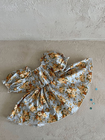 Girls Lala Floral Short Puff Sleeve Dress (1 - 6y) - 2 Colors kids outfit
