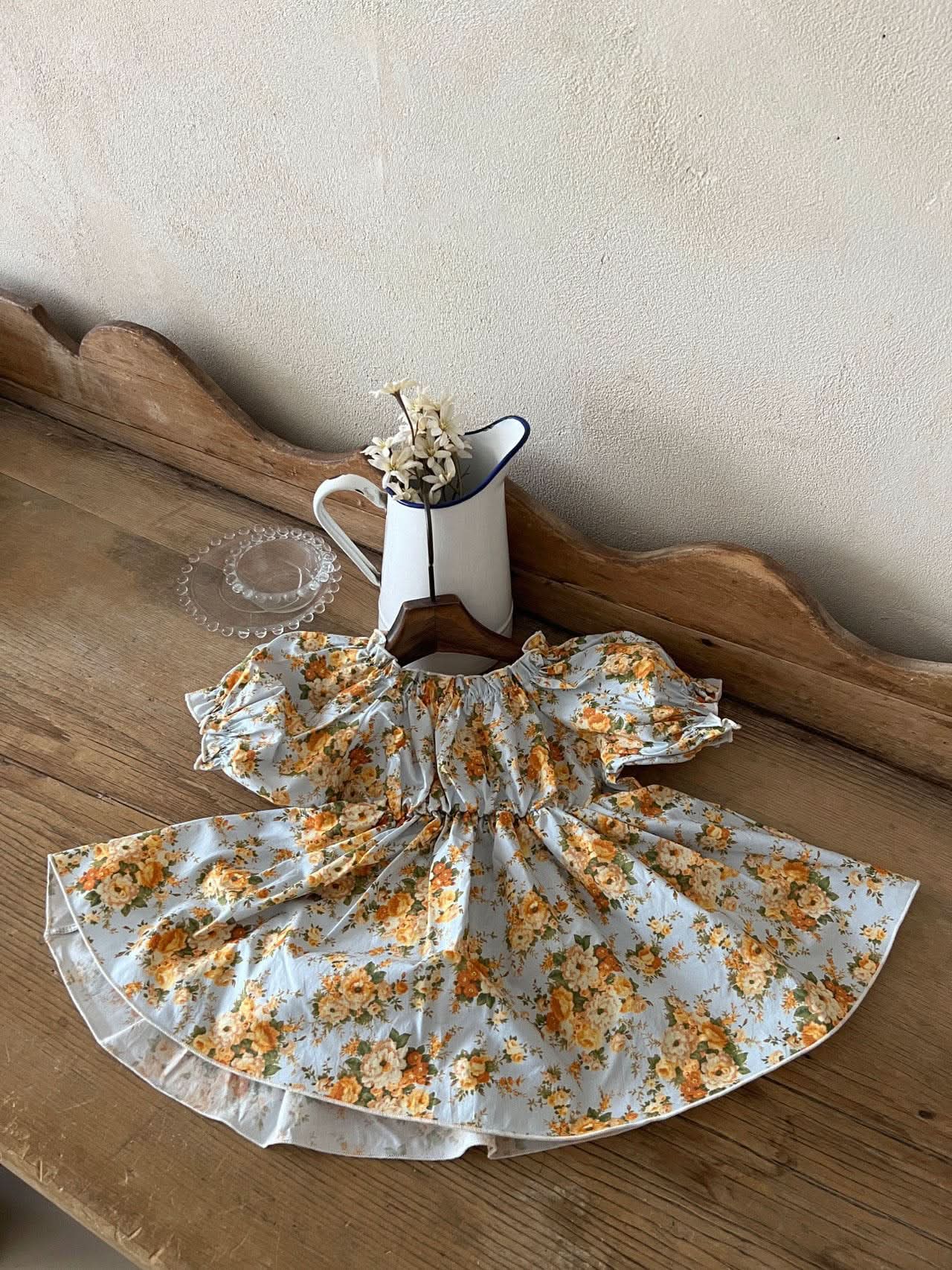Girls Lala Floral Short Puff Sleeve Dress (1 - 6y) - 2 Colors kids outfit