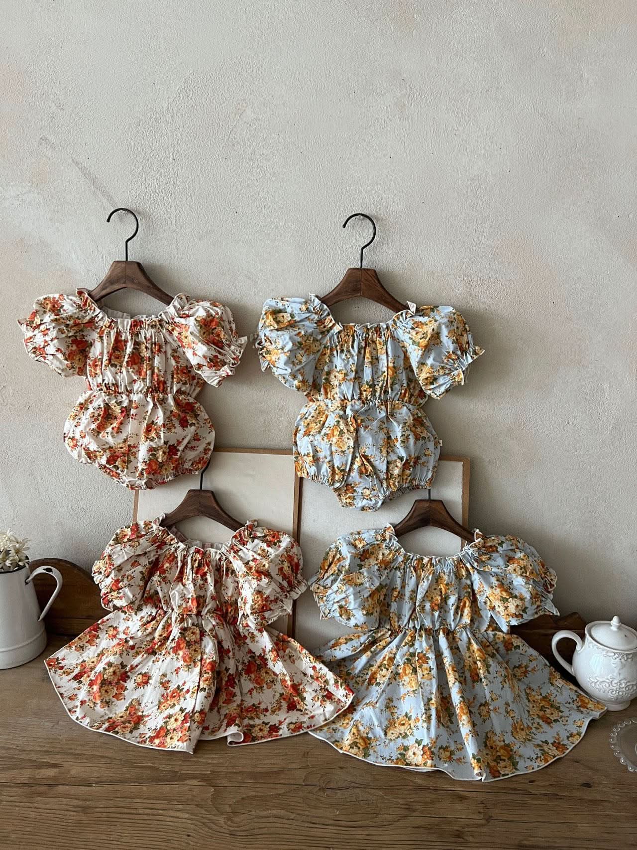 Girls Lala Floral Short Puff Sleeve Dress (1 - 6y) - 2 Colors kids outfit