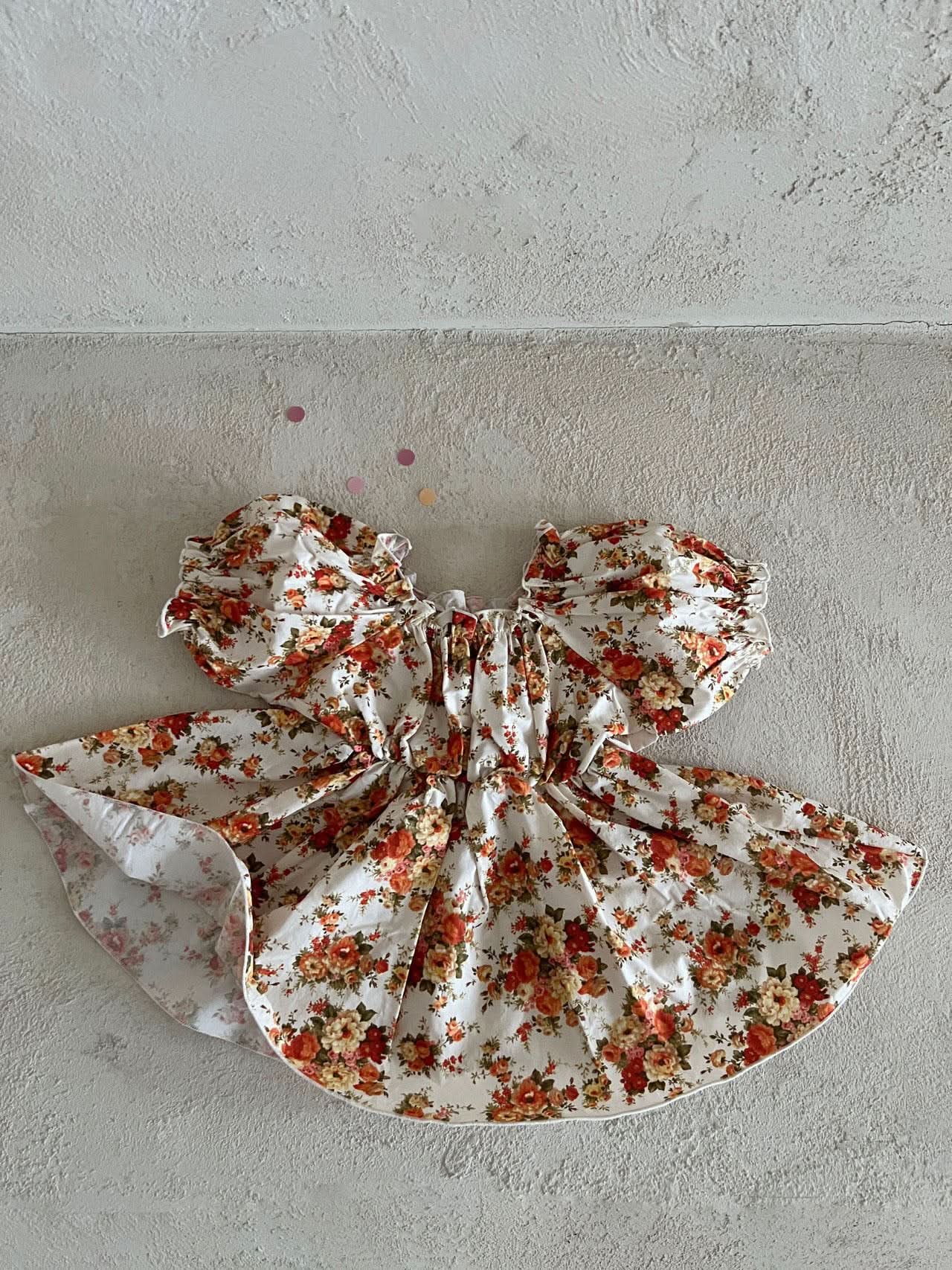 Girls Lala Floral Short Puff Sleeve Dress (1 - 6y) - 2 Colors kids outfit