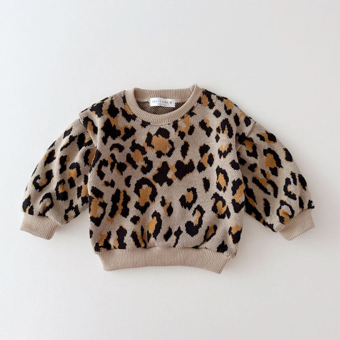 Girls Leopard Knitted Sweatshirt and Skirted Shorts Set (1 - 6y) - 2 Colors kids outfit