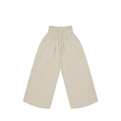 Girls Linen Balloon Halter Top and Wide Pants Set (3 - 6y) - Beige kids outfit