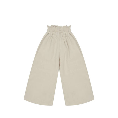Girls Linen Balloon Halter Top and Wide Pants Set (3 - 6y) - Beige kids outfit