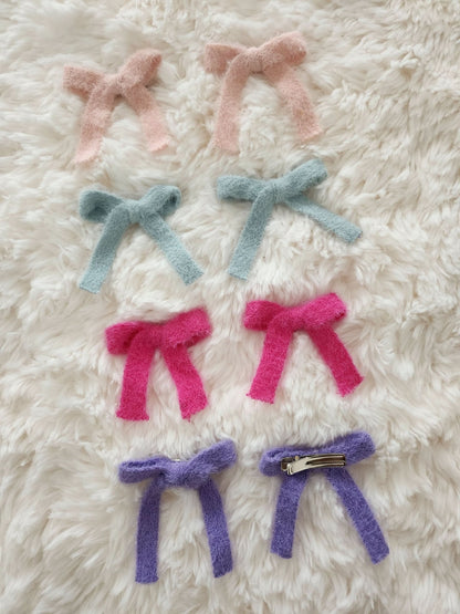 Girls Mini Knitted Bow 2PK Hair Clips - 4 Colors kids outfit