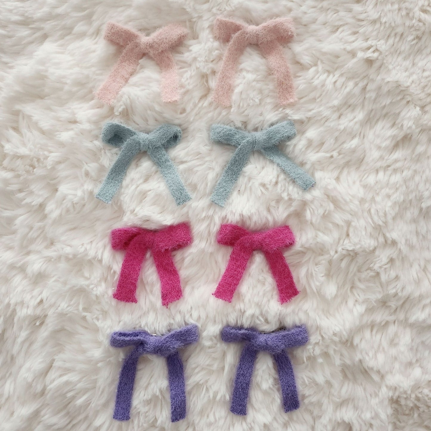 Girls Mini Knitted Bow 2PK Hair Clips - 4 Colors kids outfit