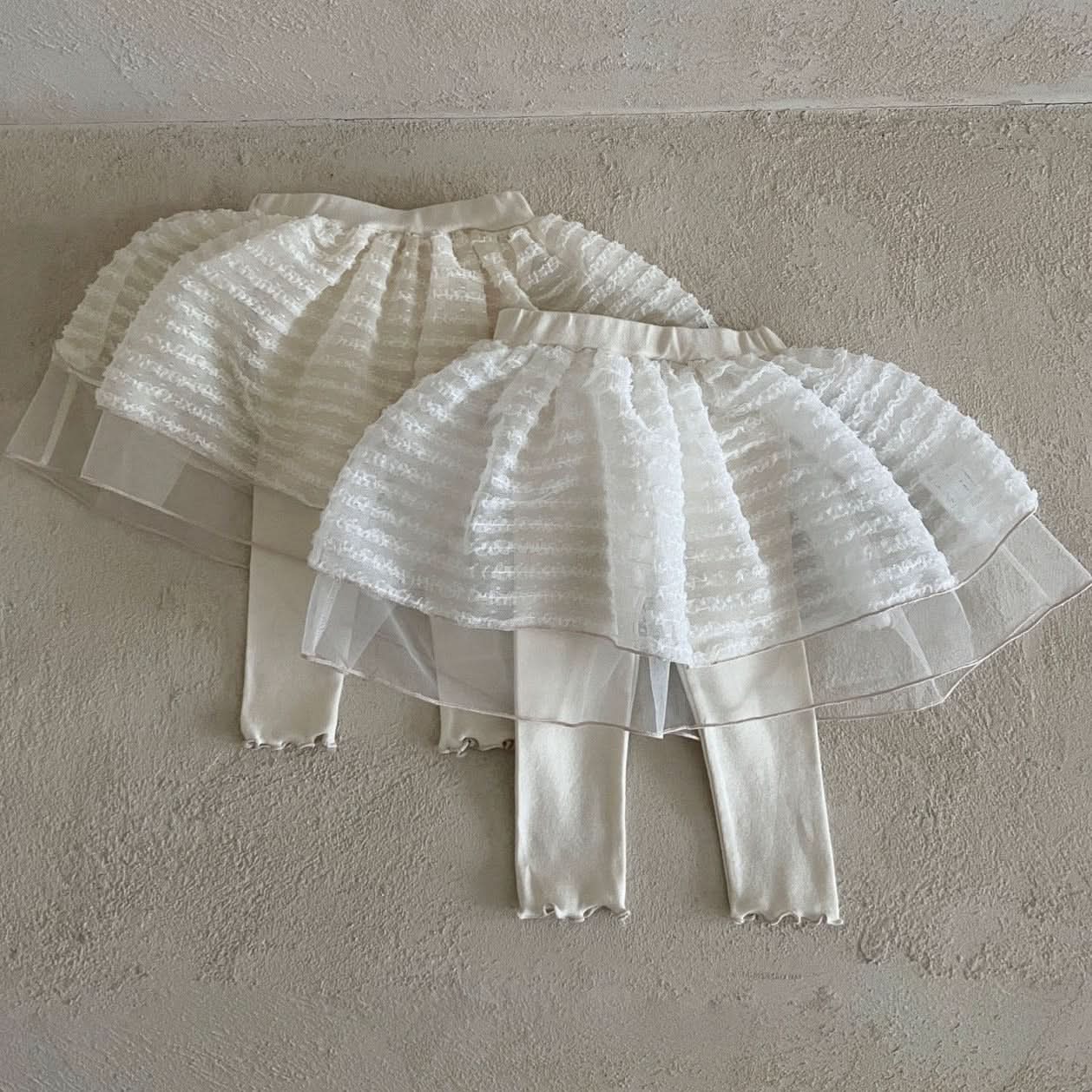 Girls Princess Tulle Skirt Leggings (1 - 6y) - Cream Skirt kids outfit