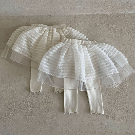 Girls Princess Tulle Skirt Leggings (1 - 6y) - Cream Skirt kids outfit