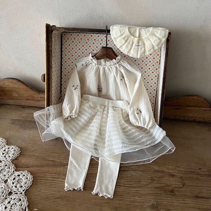 Girls Princess Tulle Skirt Leggings (1 - 6y) - Cream Skirt kids outfit