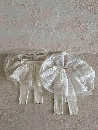 Girls Princess Tulle Skirt Leggings (1 - 6y) - Cream Skirt kids outfit
