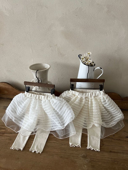 Girls Princess Tulle Skirt Leggings (1 - 6y) - Cream Skirt kids outfit