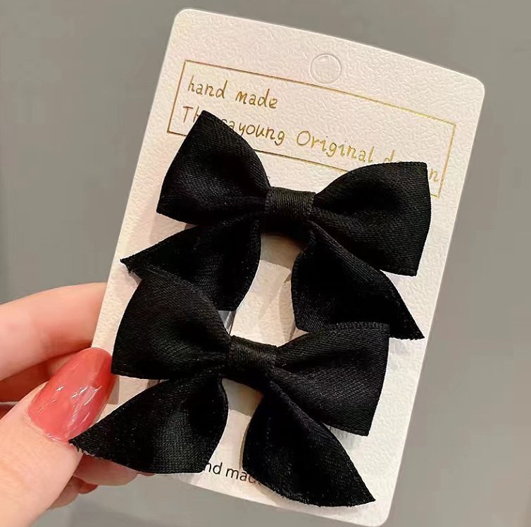 Girls Satin Bow Hair Clips (2pk) - 8 Colors - AT NOON STORE