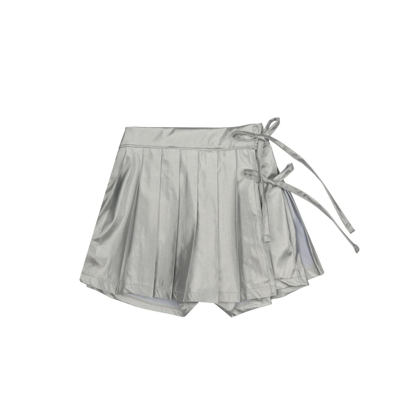 Girls Silver Wrap Pleated Skirted Pants(3 - 6y) - Silver kids outfit