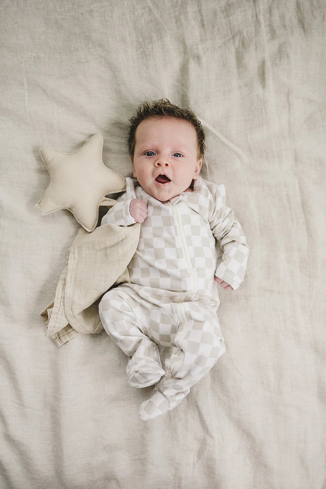 Baby Checkered Zipper Pajama (Newborn -24m) - 2 Colors
