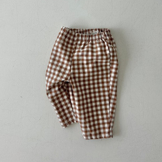 Toddler F23 Land Gingham Pull-On Pants (4m-6y) - Beige - AT NOON STORE