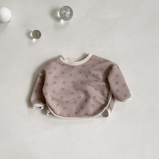 Baby BH Smile Print Sweatshirt (3-18m) - Tan - AT NOON STORE