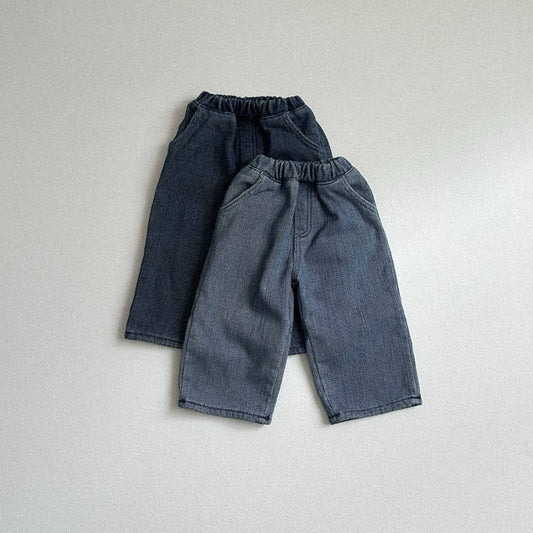 Toddler W25 Stitch Detail Warm and Comfy Denim Pants (10m-4y) - 2 Colors