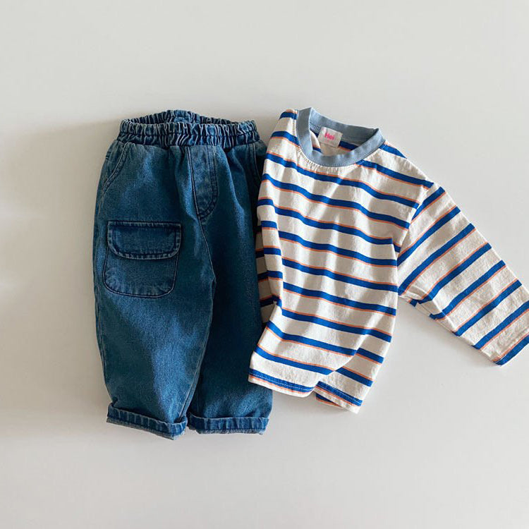 Toddler Stripe Tee (1-2y,4-6y) - Blue - AT NOON STORE