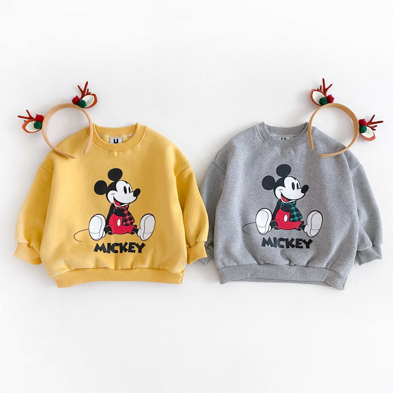 Toddler Fleece Lined Mickey Tartan Scarf Sweatshirt (2-6y) - 2 Colors - AT NOON STORE