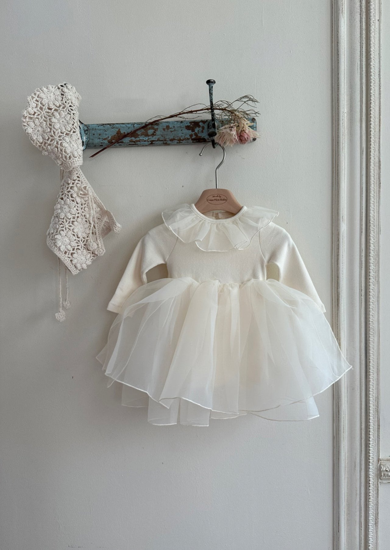 Baby Toddler Monbebe Ruffle Collar Tutu (3m-6y) - Cream - AT NOON STORE