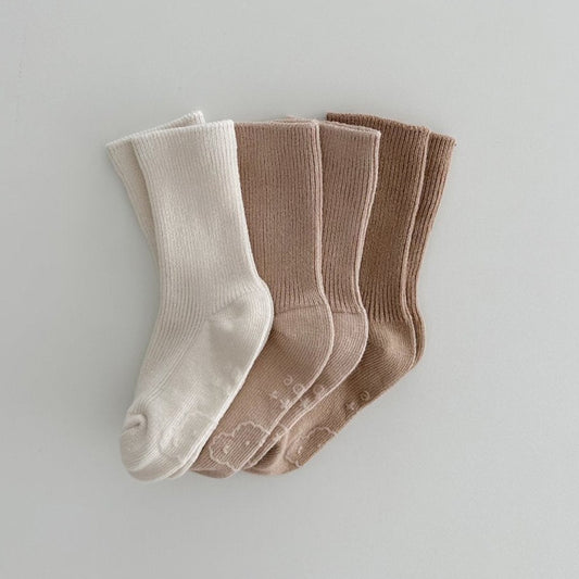 Toddler 3pk Cozy Socks (0-7y) - Sand - AT NOON STORE