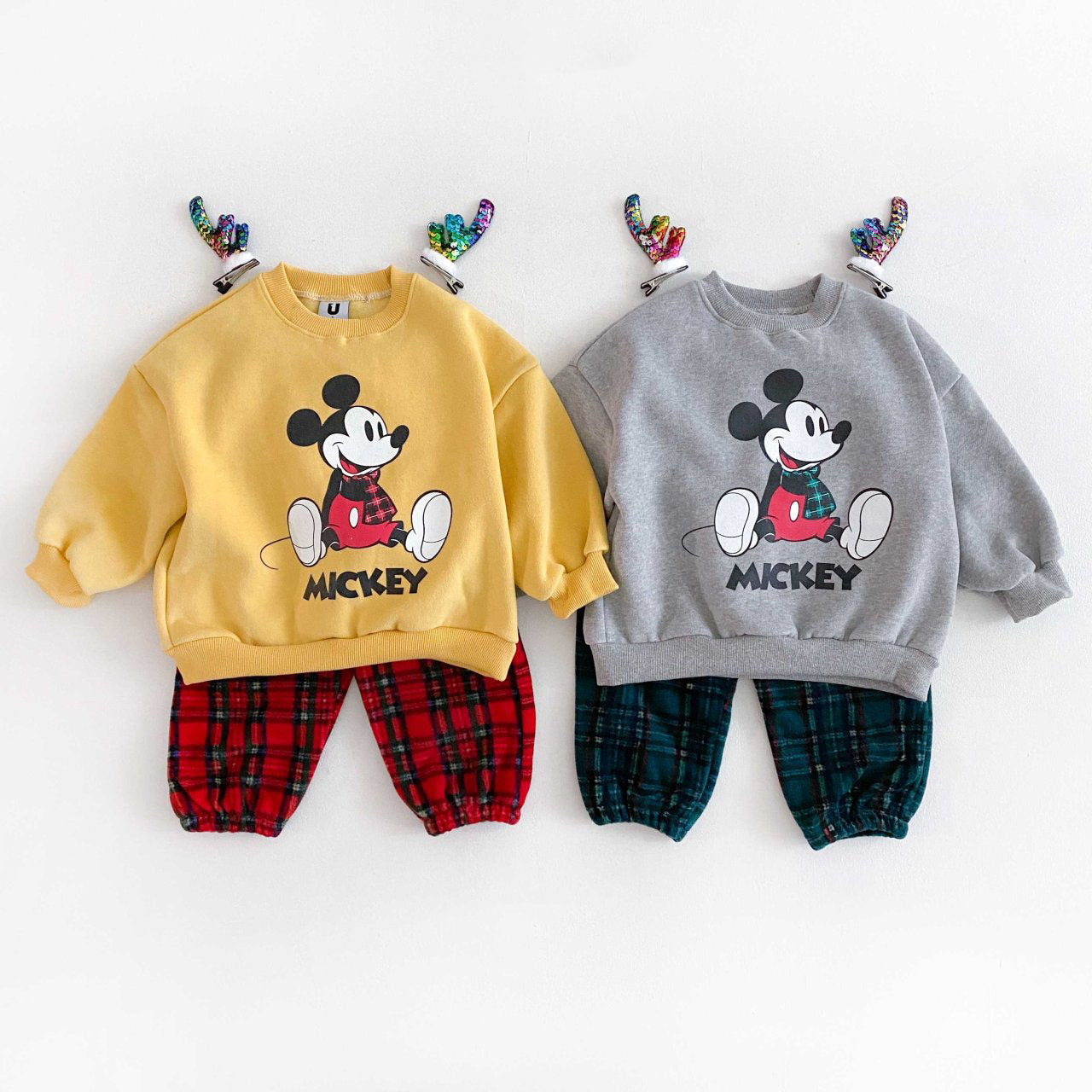 Toddler Fleece Lined Mickey Tartan Scarf Sweatshirt (2-6y) - 2 Colors - AT NOON STORE