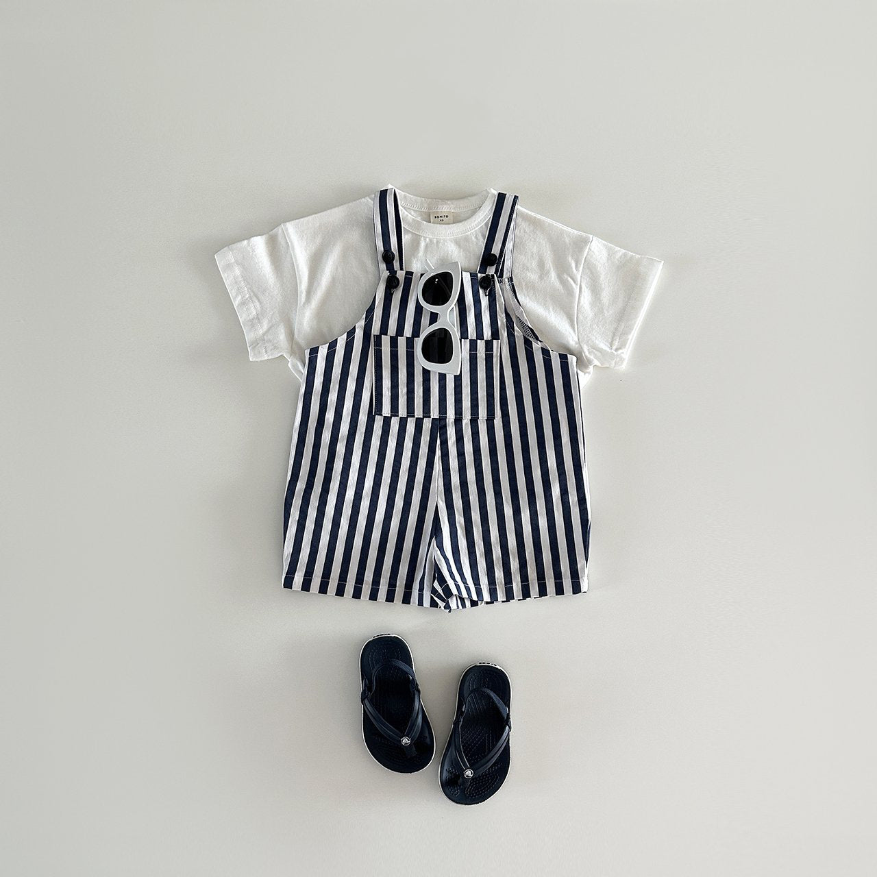 Baby/Toddler Stripe Cotton Shortalls (1-6y)- 2 Colors - AT NOON STORE